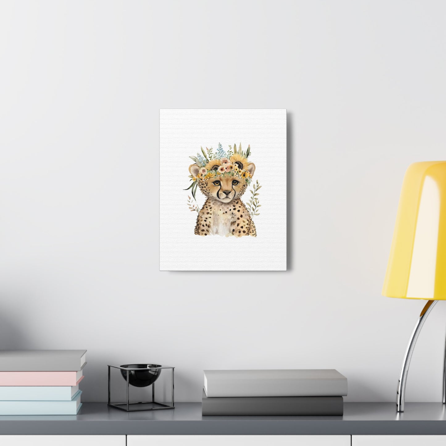 Baby Cheetah with Flower Crown Wall Art for Bedroom or Nursery - Empressive Luxe