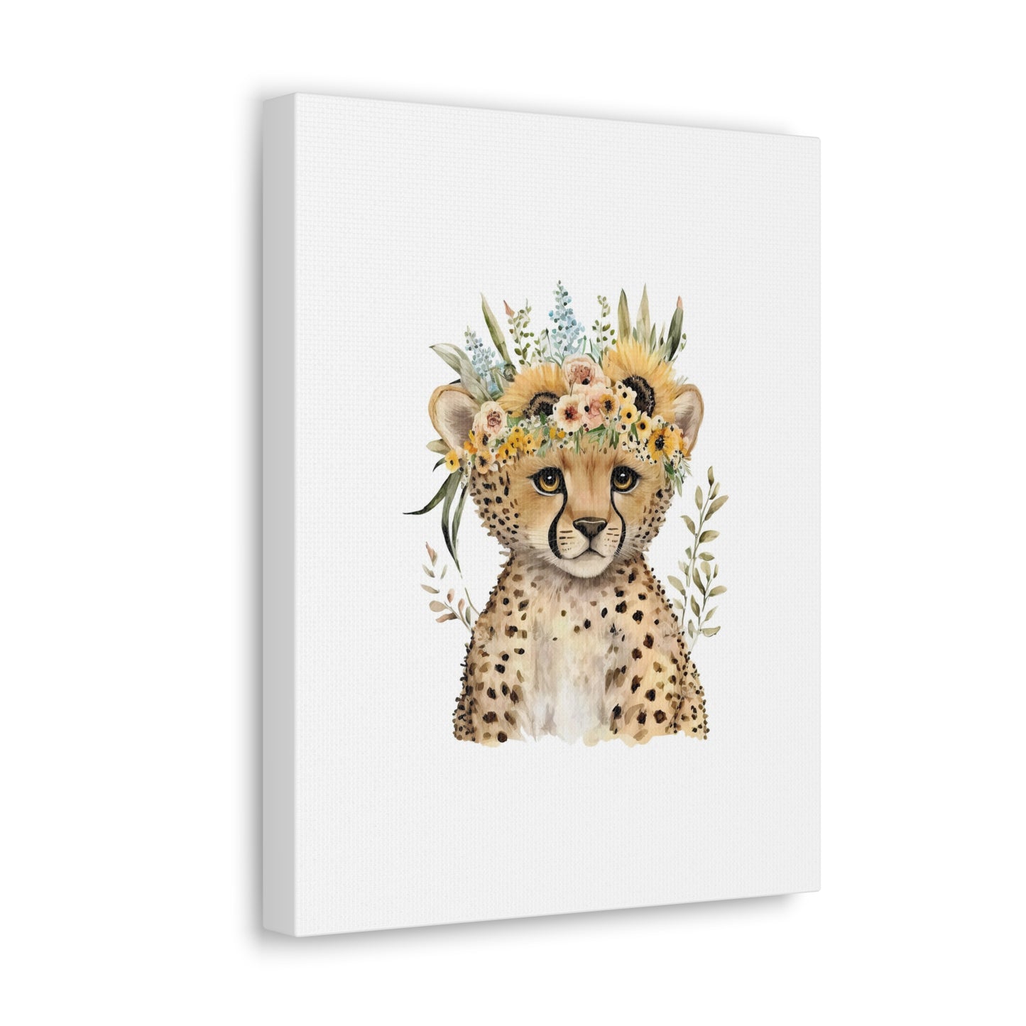 Baby Cheetah with Flower Crown Wall Art for Bedroom or Nursery - Empressive Luxe