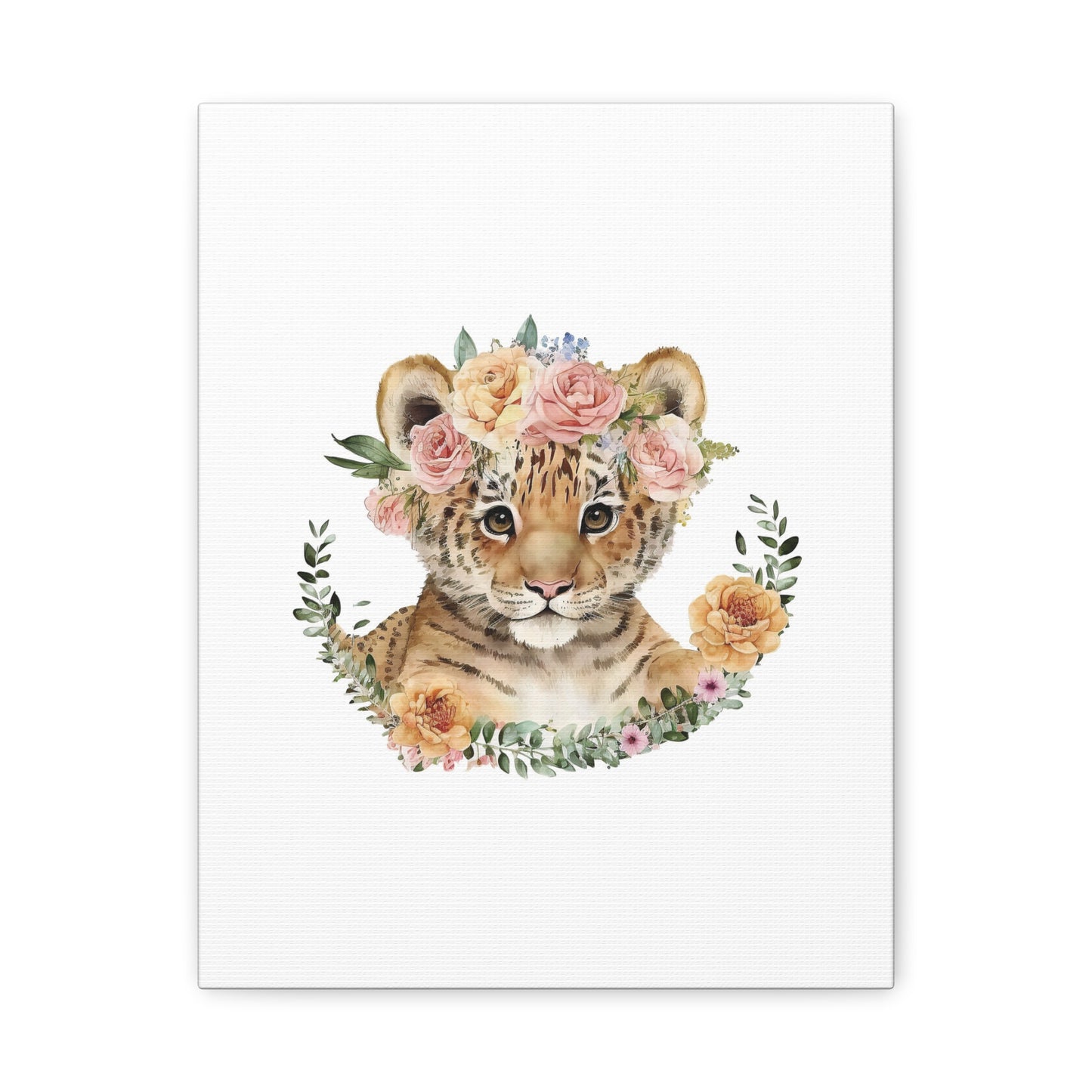 Baby Lion with Flower Crown Wall Art for Bedroom or Nursery - Empressive Luxe