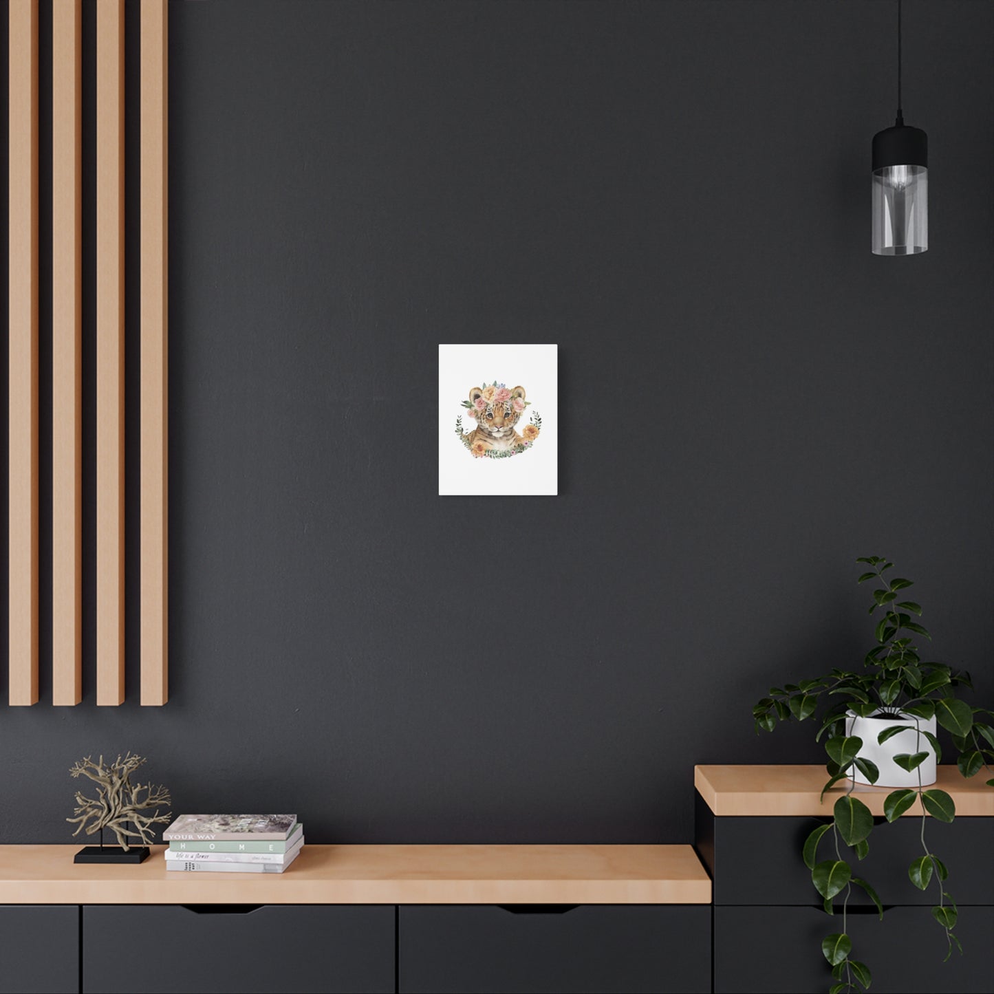 Baby Lion with Flower Crown Wall Art for Bedroom or Nursery - Empressive Luxe