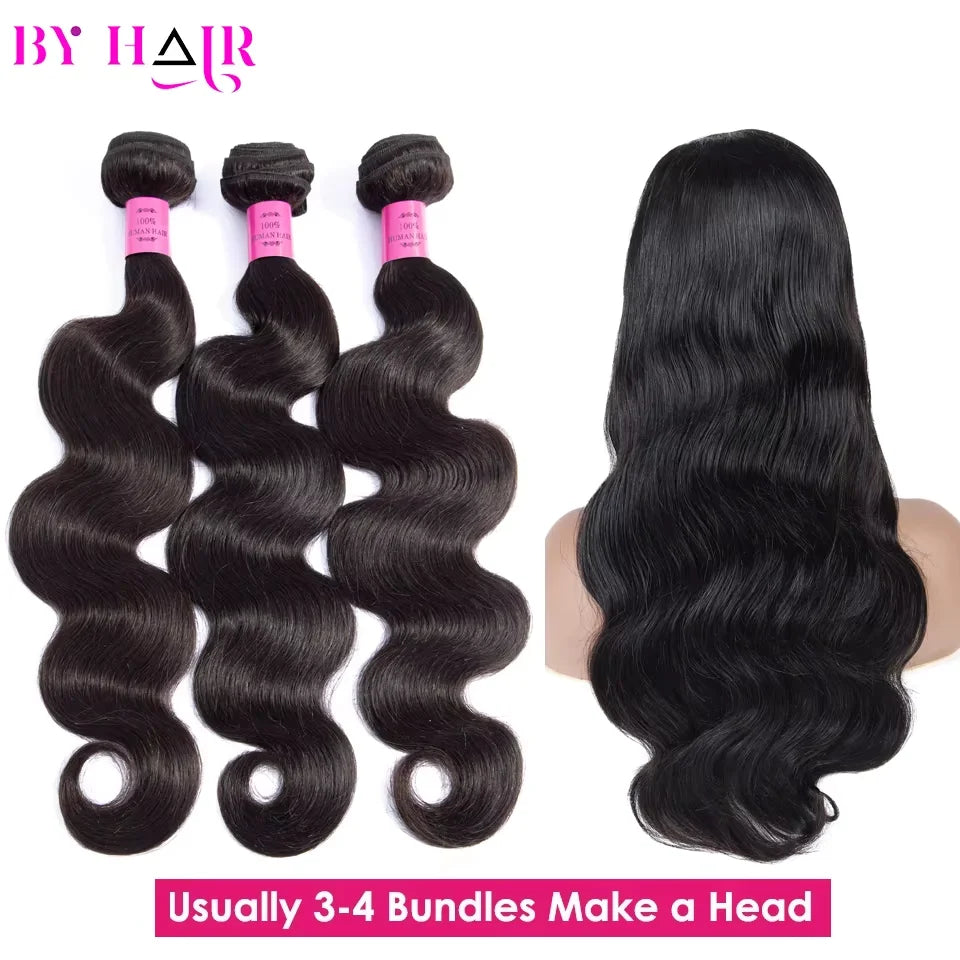 Human Hair Body Wave Bundles With 2X6 Lace Closure