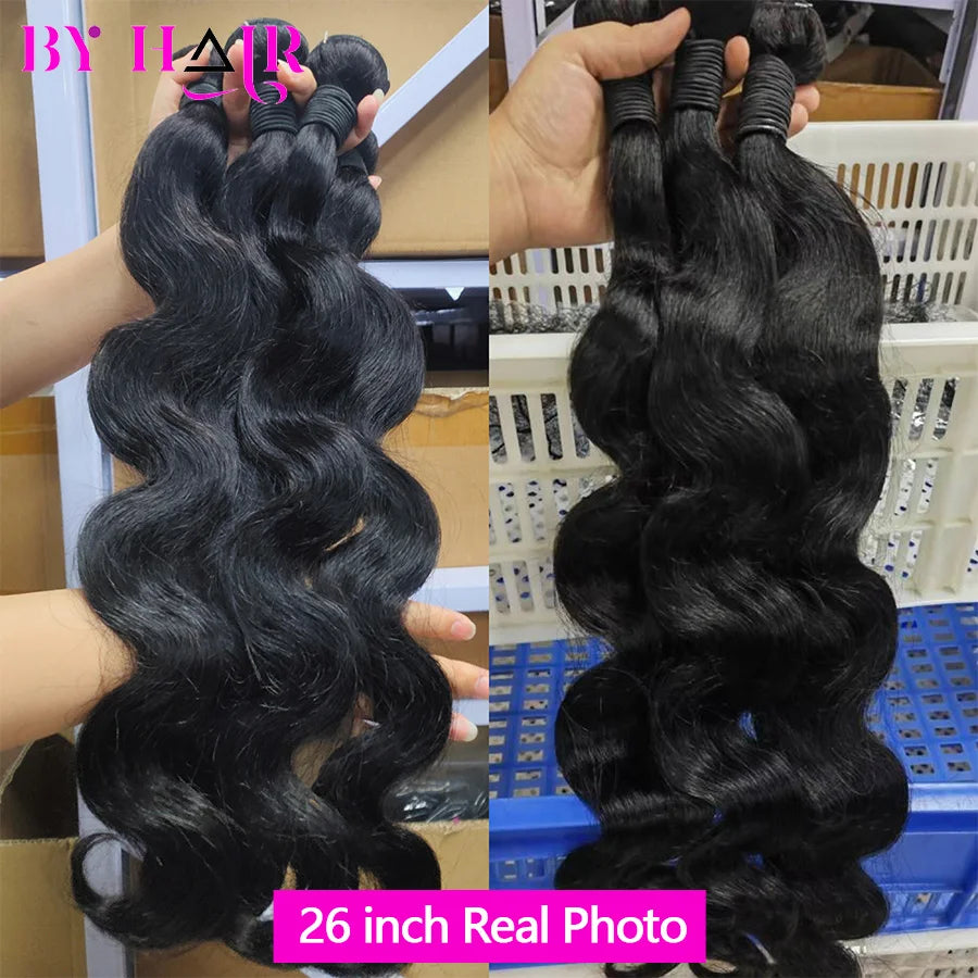 Human Hair Body Wave Bundles With 2X6 Lace Closure