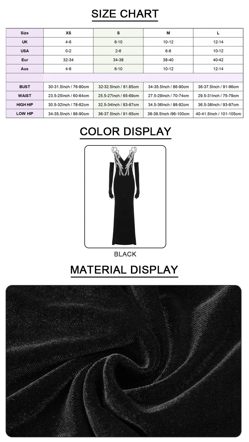 Women's Elegant Crystal V Neck Party Dress - Empressive Luxe