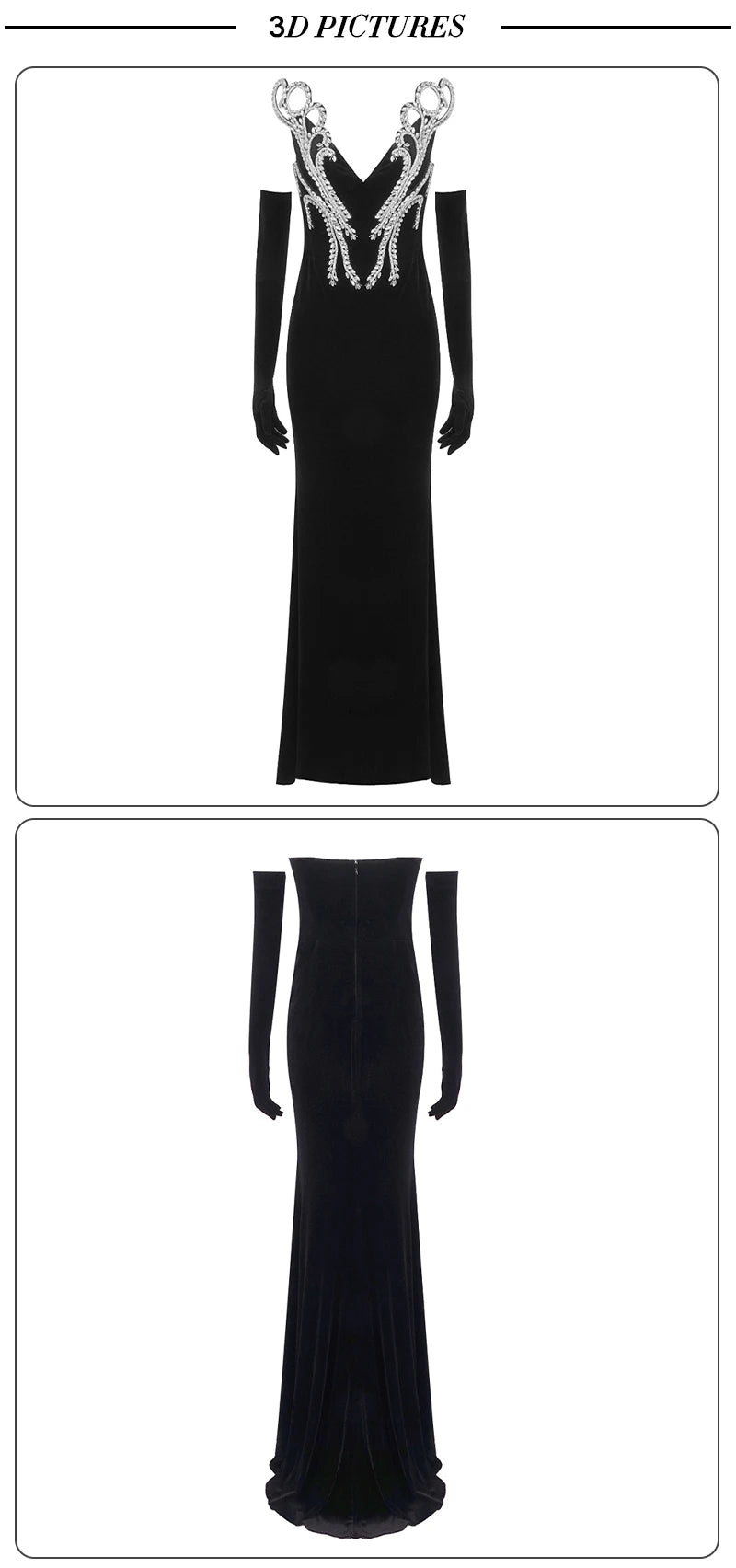 Women's Elegant Crystal V Neck Party Dress - Empressive Luxe