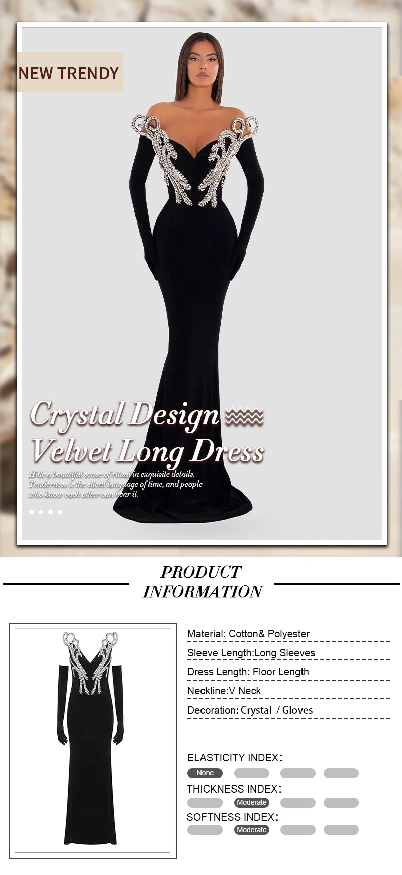 Women's Elegant Crystal V Neck Party Dress - Empressive Luxe