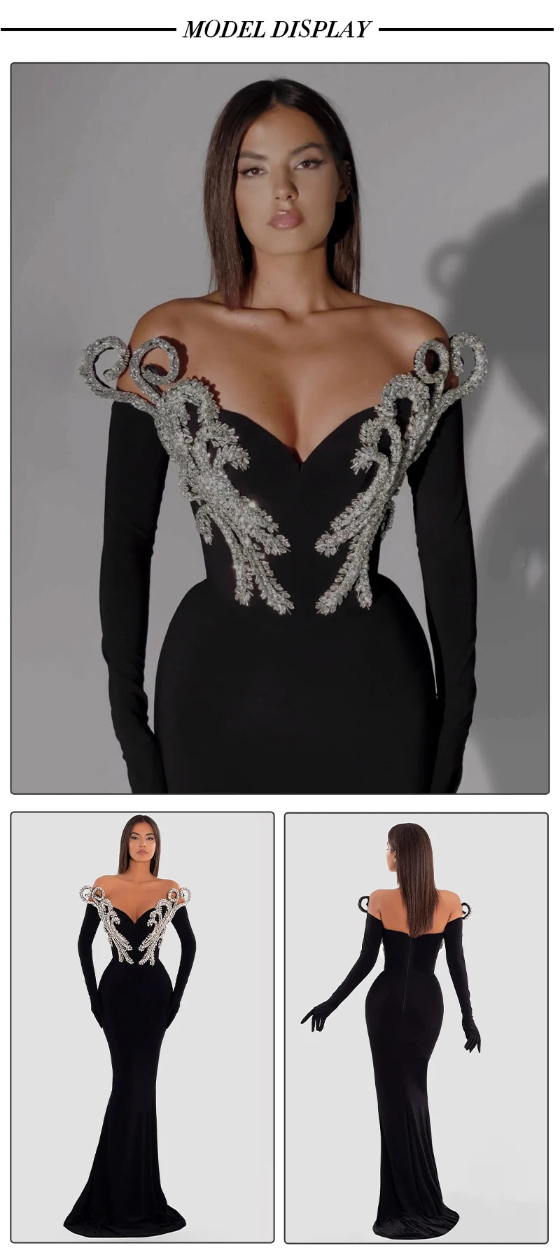 Women's Elegant Crystal V Neck Party Dress - Empressive Luxe