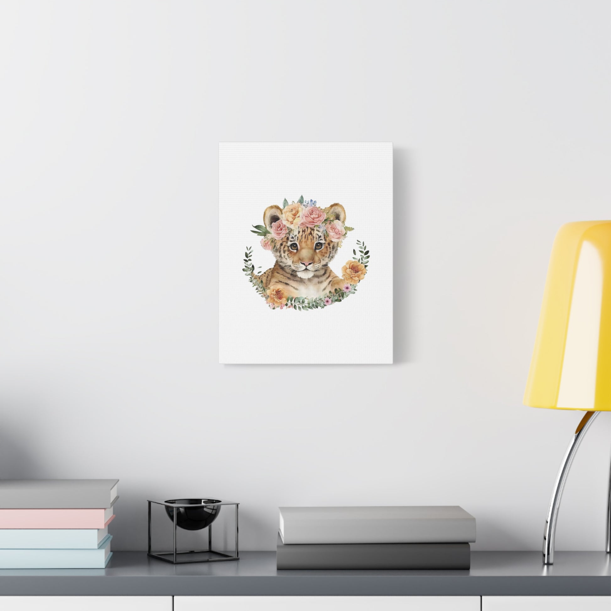 Baby Lion with Flower Crown Wall Art for Bedroom or Nursery - Empressive Luxe 