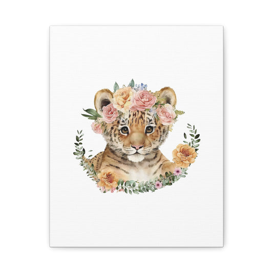 Baby Lion with Flower Crown Wall Art for Bedroom or Nursery - Empressive Luxe 