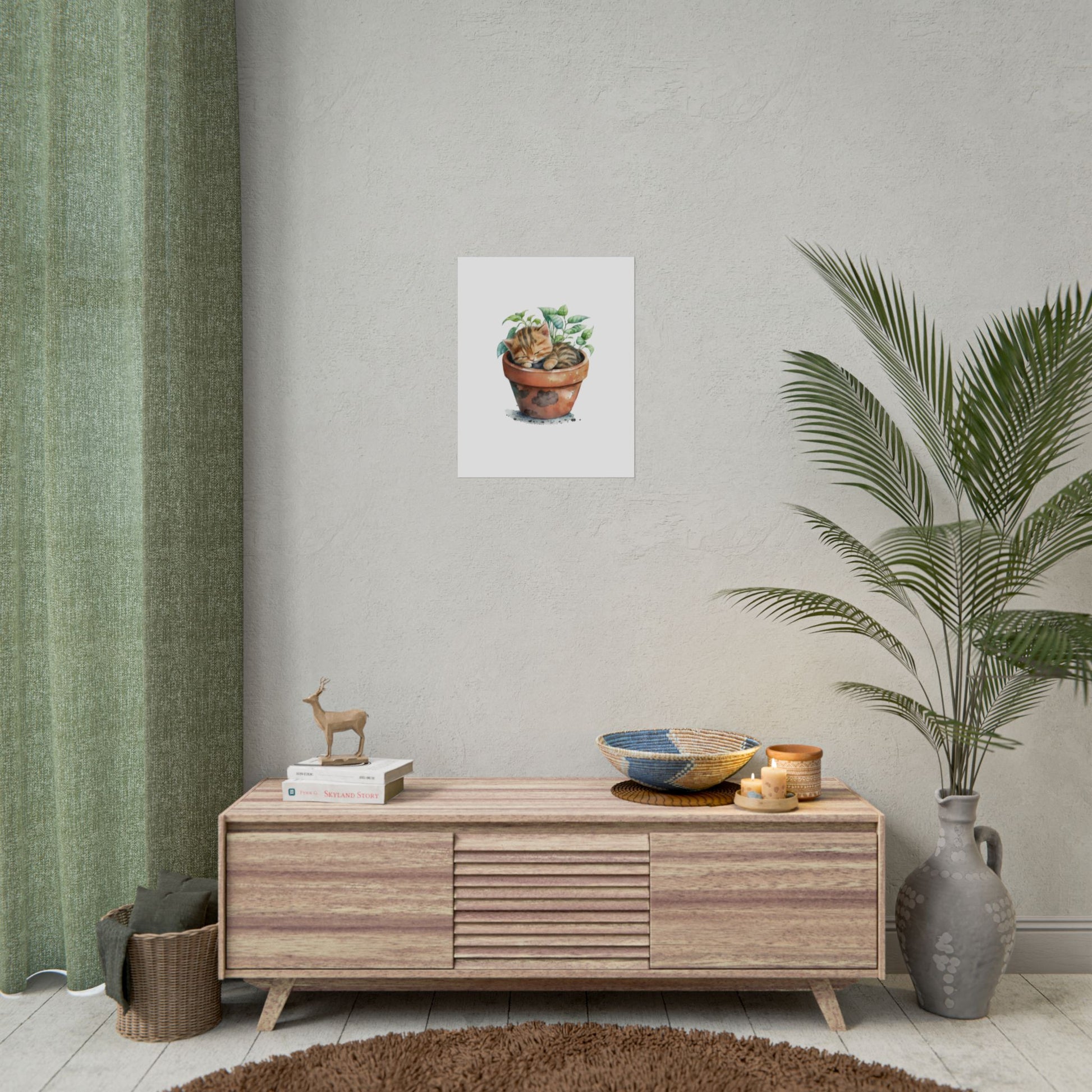 Sleeping Kitten in Potted Plant - Poster - Empressive Luxe 